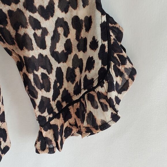 Ganni Mullin Georgette Animal Print Blouse - Size 36 - Picture 7 of 12